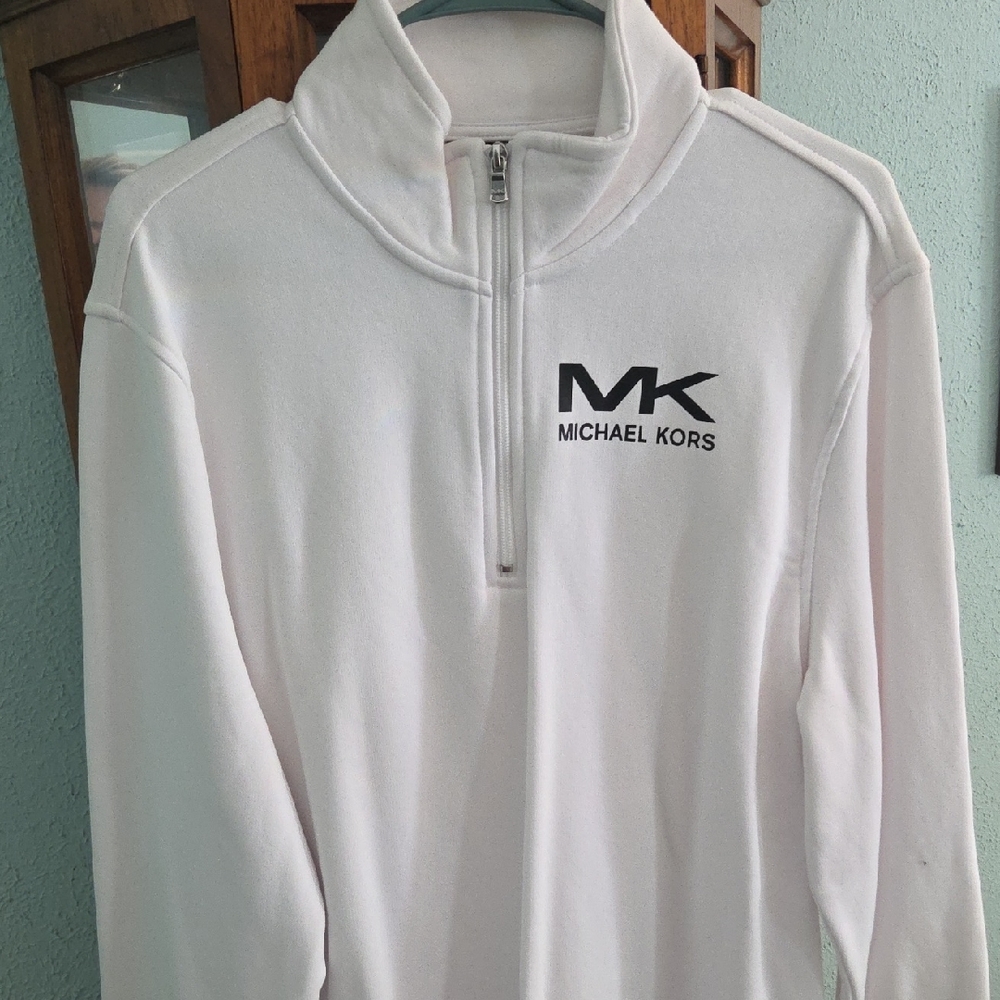 Michael Kors White Zip Up Sweater